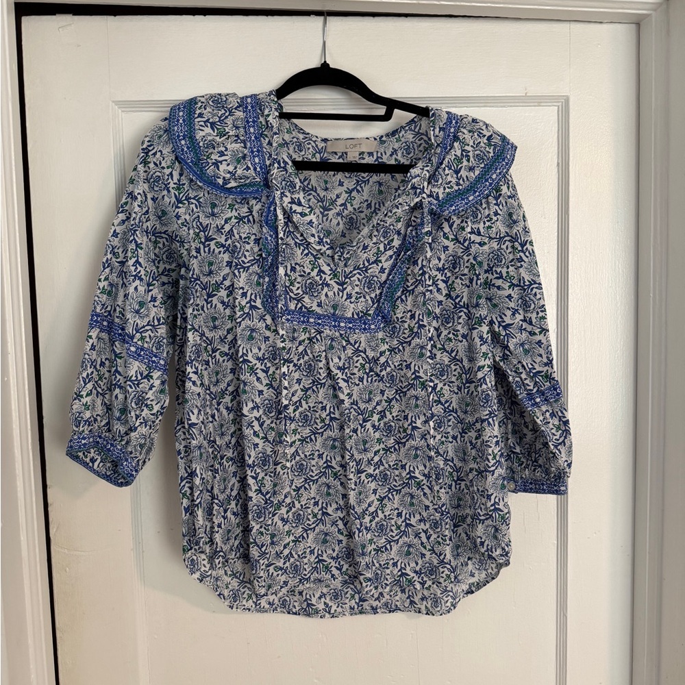 LOFT Floral Blue Women's Top